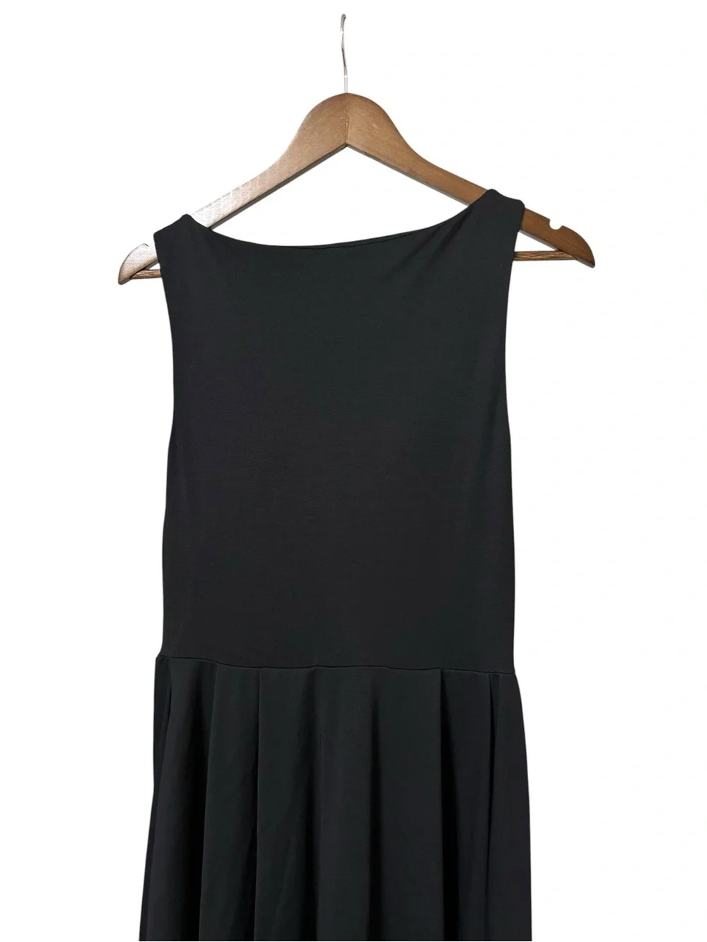 OGL Black sleeveless bamboo sculpting stretch ponte boatneck chic midi dress L